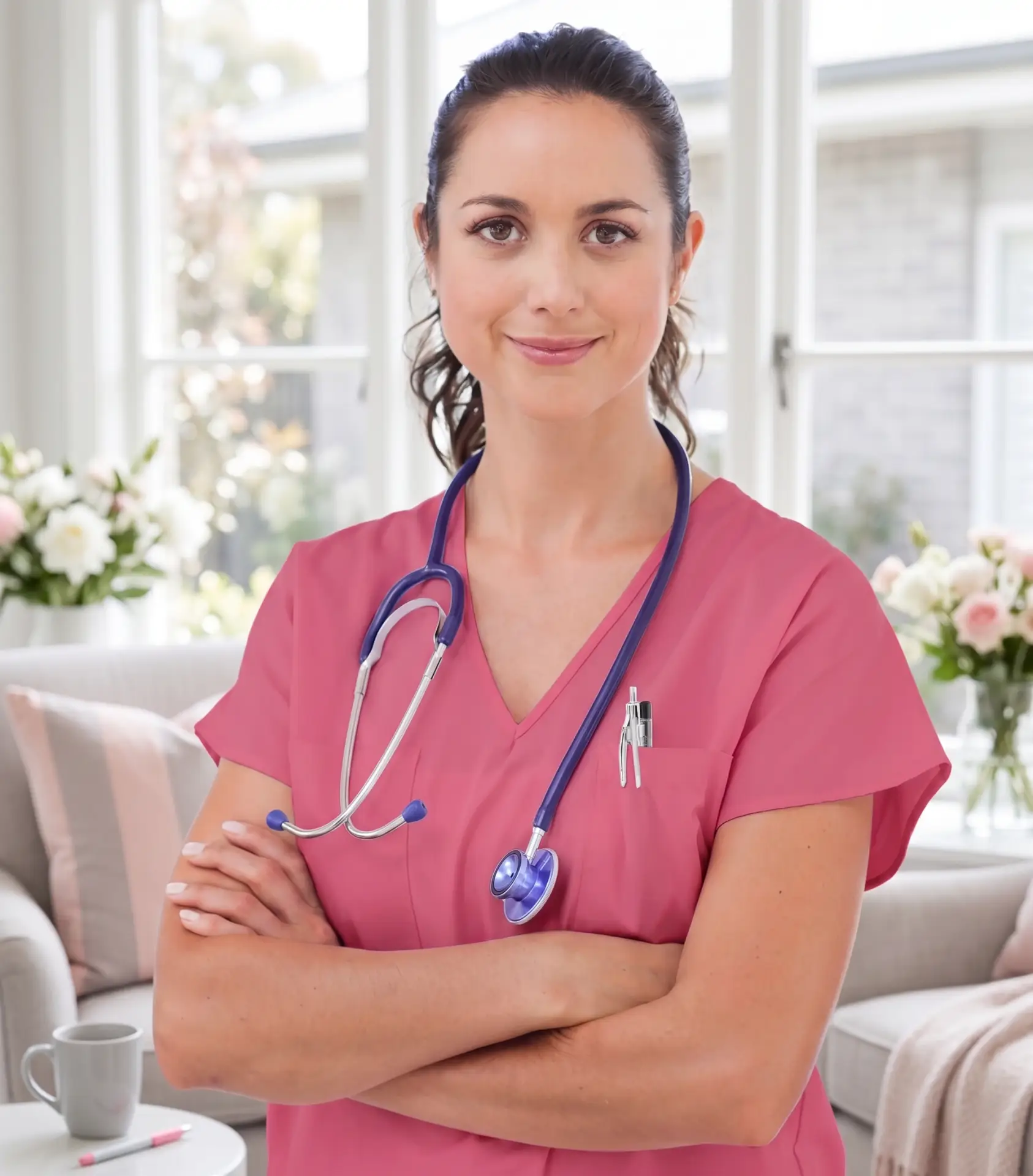 Female nurse looking camera