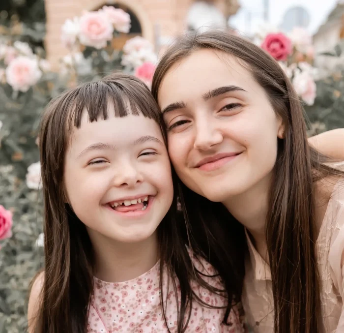 Happy moments park with disable cute girl